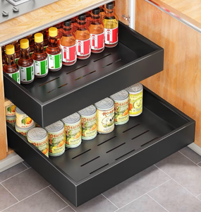 lot 4450 image: 1-Pull out Cabinet Organizer, 21Deep, 12-20Wide Full-Extension Heavy Duty Slide out Drawers with Nano Adhesive, Roll Out Shelves Sliding Cabinet for Kitchen - Retail $59