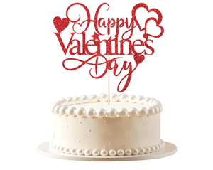 lot 4469 image: Red Glitter Happy Valentines Day Cake Topper - Retail $0