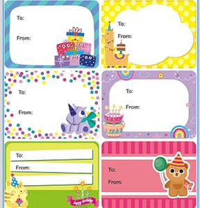 lot 4470 image: 210 Pcs Happy Birthday Gift Tags Name Stickers 3 x 2.1 Inch - Gift Tags, Holiday Birthday Stickers, Suitable for Childrens Party, Gift Wrapping - Retail $0