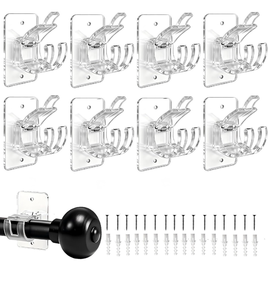 lot 4514 image: No-Drill Curtain-Rod Adhesive-Brackets Adjustable-Holder - 20 Pounds Nail Free Curtain Rod Hanger (8PCS Transparent) - Retail $19