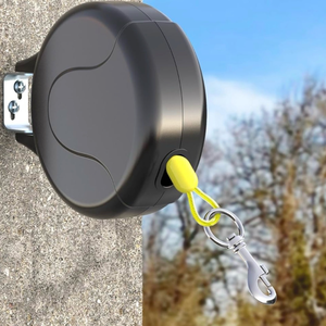 lot 4542 image: 30FT Wall Mount Retractable Dog Tie Out Cable - 180° Swivel & 360° Tangle-Free Design, Perfect for Yard, Picnics & Camping Heavy Duty Steel Cable for Small to Large Dogs - Retail $36