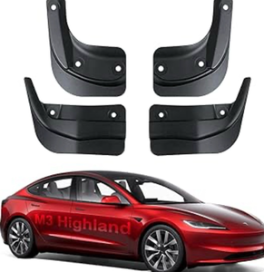 lot 4569 image: Tesla Model 3 Highland Mud Flaps for 2024 2025 2026 - No Drill Accessories with Military Grade Protection for All Weather & Road Trips - Retail $28