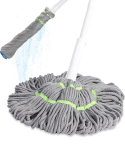 lot 4575 image: BOOMJOY Self Wringing Mop for Floor Cleaning, Long Handled Twist Mop with Scouring Pad for Kitchen Hardwood Vinyl Tile Laminate Home Office - Retail $20
