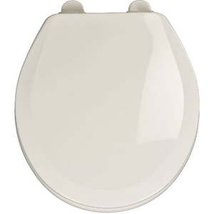 lot 4586 image: Centoco Round Closed Front White Wood Premium Toilet Seat with Slow Close - Retail $48