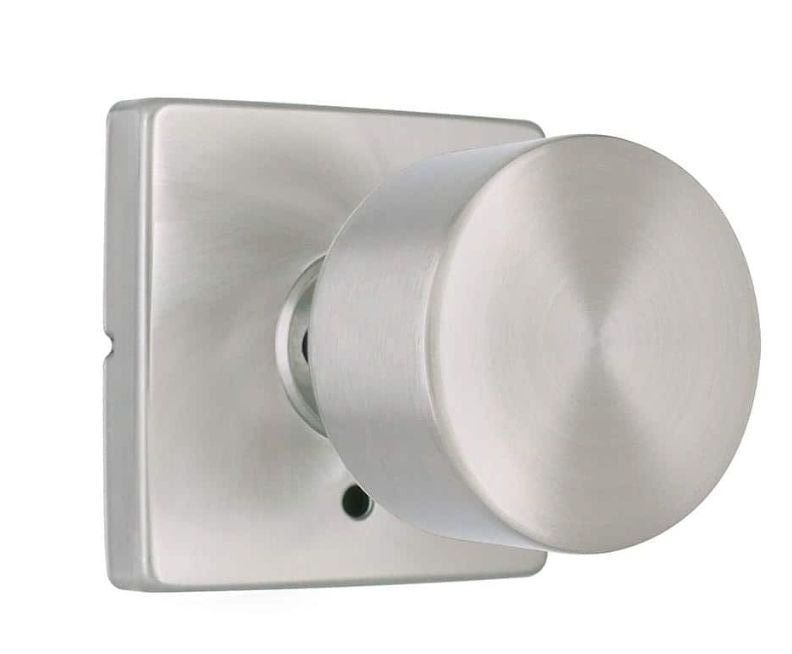 lot 16233 image: Ridgeway Satin Nickel Privacy BedBath Door Knob with Square Rose