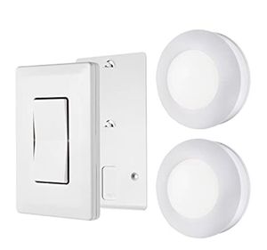 lot 16382 image: Battery Operated LED Puck Lights with Remote (2-Pack)
