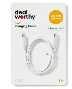 lot 16401 image: 3 Lightning to USB-C Charging Cable - Dealworthy White