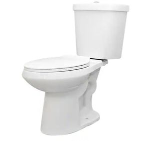 lot 30698 image: 12 in. Rough In 2-Piece 1.1 GPF1.6 GPF Dual Flush Elongated Toilet in White, Seat Included - Retail $109