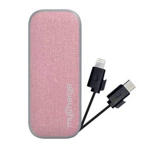 lot 23940 image: myCharge PowerHub Mini 3000mAh12W Output Power Bank with Integrated Charging Cables - Pink