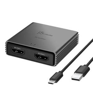 lot 30749 image: j5create HDMI 2.1 8K Splitter 1 In and 2 Out - Black Dual HDMI Outputs