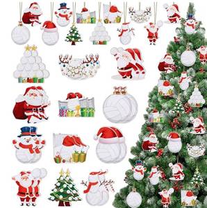 lot 23920 image: 24Pcs Wooden Christmas Volleyball Ornaments, Xmas Hanging Pendant Decorations