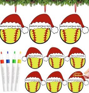 lot 23926 image: 15pcs Wooden Softball Ornament for Christmas Tree