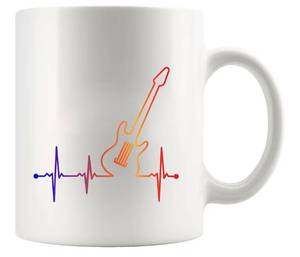 lot 23957 image: Guitar Heartbeat Ceramic Mug - 11oz, White