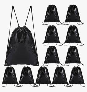 lot 31356 image: 12 Pcs Black Clear Drawstring Backpacks 17 x 13 Inch PVC Waterproof Drawstring Bags