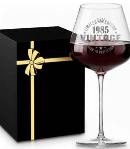 lot 31379 image: Crystal Burgundy Wine Glasses Cup Red Long Stem White Personalized Cute Large Women 40th Birthday Gifts for Her