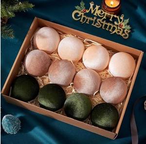 lot 31381 image: Velvet Christmas Ornaments, 12pcs Christmas Tree Ornaments Velvet 3.15 Inch Balls, Multicolor Green Brown Neutral