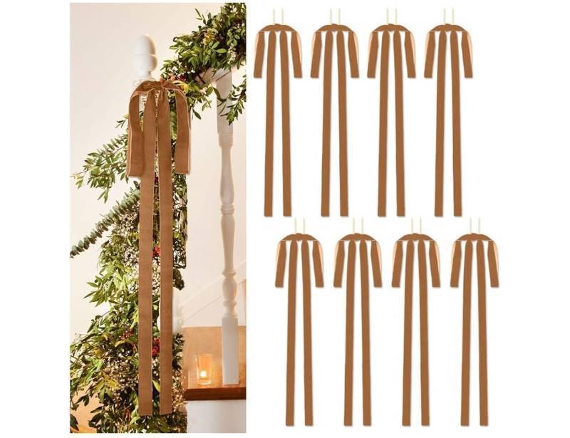 lot 14956 image: LuckyEra Velvet Christmas Bows 23.6x11.8 Inch Large Rustic Wreath Bows Christmas Tree Door Staircase Bow Ribbon Decor Indoor Outdoor Christmas Decoration (Coffee-8pcs)&nbsp
