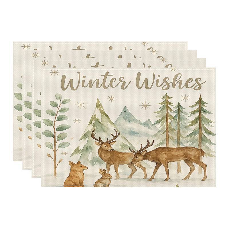 lot 14961 image: QIAVIVID Winter Wishes Christmas Placemats (Set of 4)