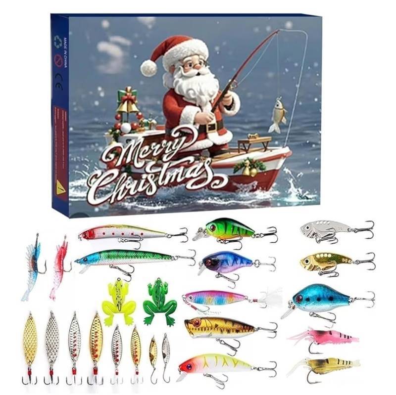 lot 23539 image: Fishing Advent Calendar 2025 for Adult Teenager Boys Men - 24 Days Christmas Countdown Fishing Lure Tackle Kit for Bass Trout - Christmas Gift for Dad Husband Boyfriend Him Surprise