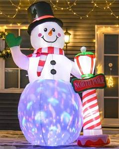 lot 439 image: HOMCOM 7.9 ft. Inflatable Snowman Christmas Decoration for Lawn, Fun Christmas Decoration WORKS - Retail $87