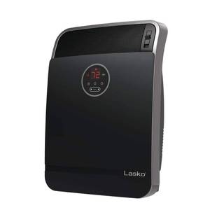 lot 440 image: Lasko 18  1500W Whole Room Ceramic Console Space Heater with Remote  Black  CC18306  New WORKS - Retail $58