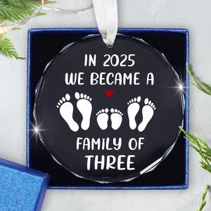 lot 453 image: 11 Count of Babys First Christmas Ornament 2025&nbsp Glass Ornaments for Christmas Tree Decoration - Family of Three Ornament Gifts for New Parents, New Mom Dad Gift, Christmas Tree Decoration Keepsake - Retail $165