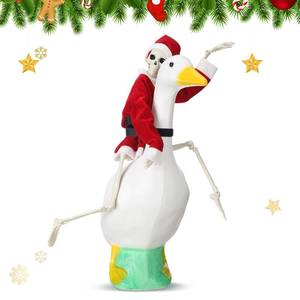 lot 490 image: Heentan Porch Goose Christmas Decorations Santa Skeleton 25.6 Poseable Skeleton with Santa Suit Hat Adjustable Strap for Outdoor 23 Porch Goose, Funny Holiday Lawn Yard and Patio Decor&nbsp
