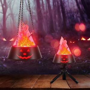 lot 470 image: Biupky 3D LED Fake Fire Flames Effect Light, 1800mAh Batterry Halloween Fire Light for IndoorOutdoor Suspension or Desktop Decor Spooky Party Prop & Atmosphere Lighting for Bar Stage Home (Black) WORKS - Retail $6