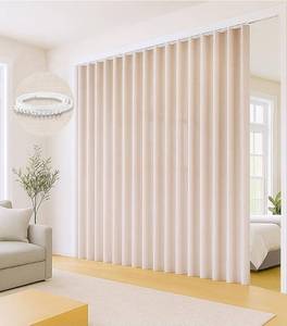 lot 484 image: Faux Linen Semi Sheer Divider Curtain with Flexible Track, Light Filtering Privacy Curtain for Patio Sliding Glass Door or Room Divider Drapes, Living Room Bedroom, Natural Linen, 72W x 84L,1 panel&nbsp