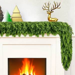 lot 486 image: 6ft Christmas Cedar Garland, Realistic Artificial Soft Thick and Lush Cedar Pine Garland for Fireplace, Real Touch Faux Decor for Mantle Dining Table Doorframe Porch Xmas Holiday Decoration, 1 Pcs