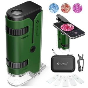lot 7033 image: 100x-250x Pocket Microscope for Kids Adults, Protable Handheld Miniscope, Mini Microscope Kit for Kids Adults Home School Lab Biology Science Education, Green&nbsp
