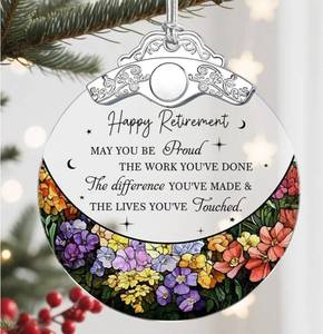 lot 7039 image: Retirement Gift - Retirement Gifts for Women, Men - Retired Ornament - Retired Gifts for Coworker, Boss, Employee, Teacher, Nurse - Stained Glass Christmas Ornament Keepsake - Design B 2 Pack