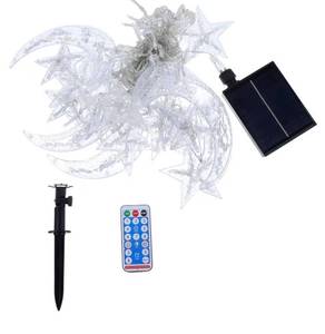 lot 9008 image: Angoily Star and Moon Led Fairy Lights Solar-Powered String Light Remote Control for Bedroom Garden Holiday Decorations Solar Charging Use WORKS - Retail $36