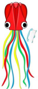 lot 9011 image: Red Squid Kite with Colorful Streamers RED, PURPLE, AND RAINBOW&nbsp