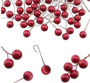 lot 9017 image: DJDBaihuo 10mm Foam Glass Berry with Wire stem - 280 pcs per Box for Christmas Wreaths and Photo Props -