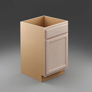 lot 30761 image: Hampton Bay Unfinished Recessed Panel Base Kitchen Cabinet size 21w x 34.5H X 24 D BASE - Retail $109