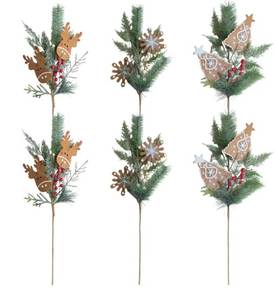 lot 31748 image: TEMPUS 6 Pcs Christmas Tree Ornaments 26 Inch Pine Needle Branches with Felt Reindeer Snowflakes Christmas Table Centerpiece Winter Home Decor DIY Crafts for Vase Filler Wreath Decor&nbsp