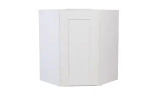 lot 30768 image: Design House Brookings 24-in W x 30-in H x 12-in D White Maple Diagonal Corner Wall Ready to Assemble (RTA) Plywood Cabinet Recessed Panel Shaker - Retail $306