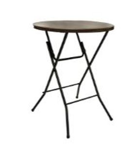 lot 2047 image: Mainstays 31  Round High-Top Folding Table  Walnut&nbsp