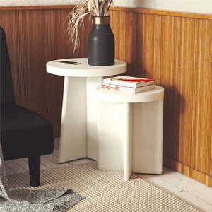 lot 2050 image: Queer Eye Liam Round End Tables  Set of 2  Plaster - Retail $99