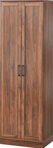 lot 16567 image: Buylateral Fenna Modern Farmhouse Storage Pantry Cabinet Walnut Modern Farmhouse Design, 4 Adjustable Shelves - Retail $98