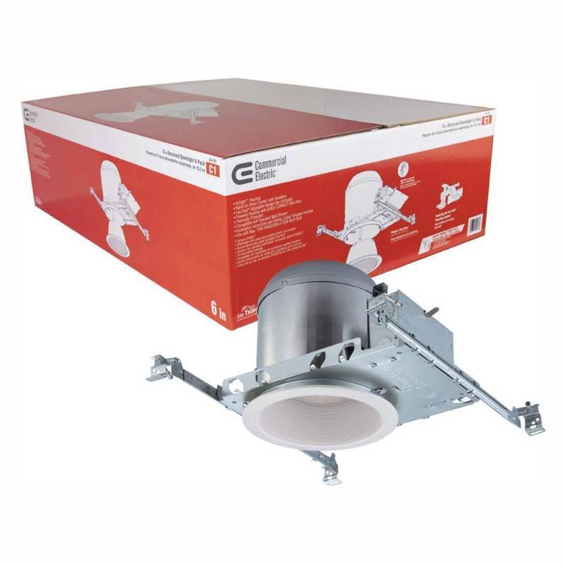 lot 14830 image: Commercial Electric 6 in Recessed Lighting Housings and Trims (5-Pack) - Retail $90