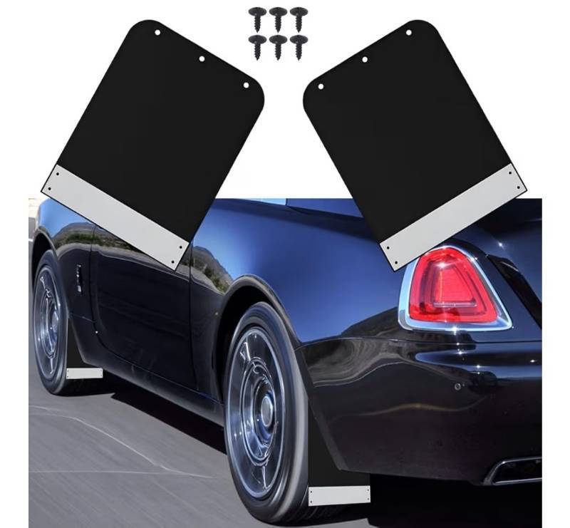 lot 23400 image: Muamos 2 Pack Universal Mud Flaps, Black Splash Guards Car Mudguard with Night Reflectors Mudflaps and Screw Accessories Front and Rear Protection for Trucks Cars SUVs Vans (12.2 x 9.5)