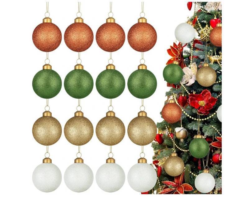 lot 1359 image: 16 Pcs Mercury Glass Christmas Balls Ornaments 2.36 Glitter Christmas Tree Hanging Ornaments Holiday Mercury Glass Decoration for Xmas Tree Decoration Xmas Party Indoor Outdoor (Light Color)