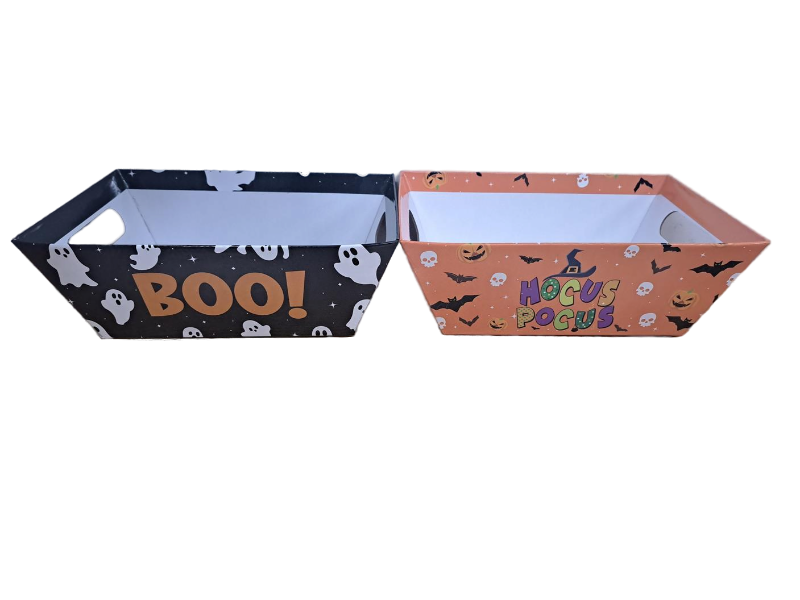 lot 23608 image: Engrowtic 36 Pcs Halloween Basket for Gifts Empty Treat Goodie Basket Bulk Include 12 Thick Cardboard Tray 12 Plastic Bags and 12 Pull Bows for Baby Shower Halloween Snacks(Ghosts)