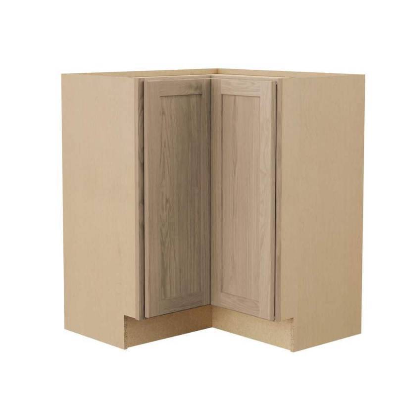 lot 30204 image: Sinclair 36 in. W x 16.5 in. D x 34.5 in. H Assembled Corner Lazy Susan Base Cabinet in Shaker Light Oak - Retail $355
