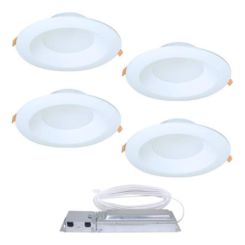 lot 30213 image: HALO LTQL6069S1EDM-4PK Quicklink Canless LED Downlight Selectable 2700K, 3000K, 3500K, 4000K, 5000K CCT 4 Pack Kit 6 inch White (B09WYKYQ36