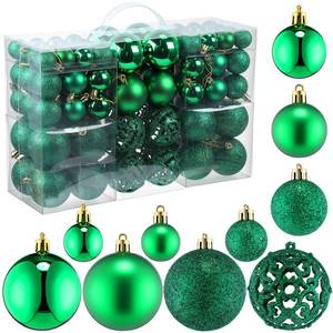 lot 520 image: 100 Pcs Christmas Ball Ornaments Decorative Hanging Baubles Set Xmas Balls(Green)
