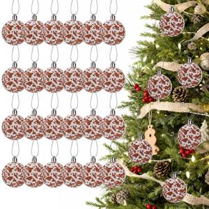 lot 529 image: 24 pcs Cow Print Balls for Western Christmas Tree Decorations
