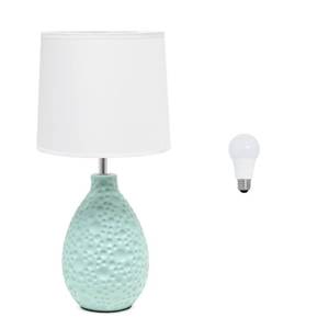 lot 532 image: Simple Designs LT2003-BLU-LB 14.17 Textured Stucco Ceramic Oval Table Lamp with LED Bulb, Blue